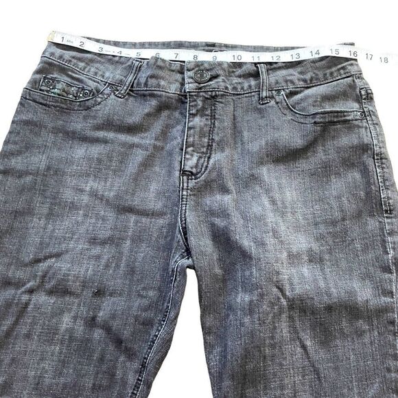 Zena Studded Denim Folded Hem Capri Sz 12P - Picture 6 of 13